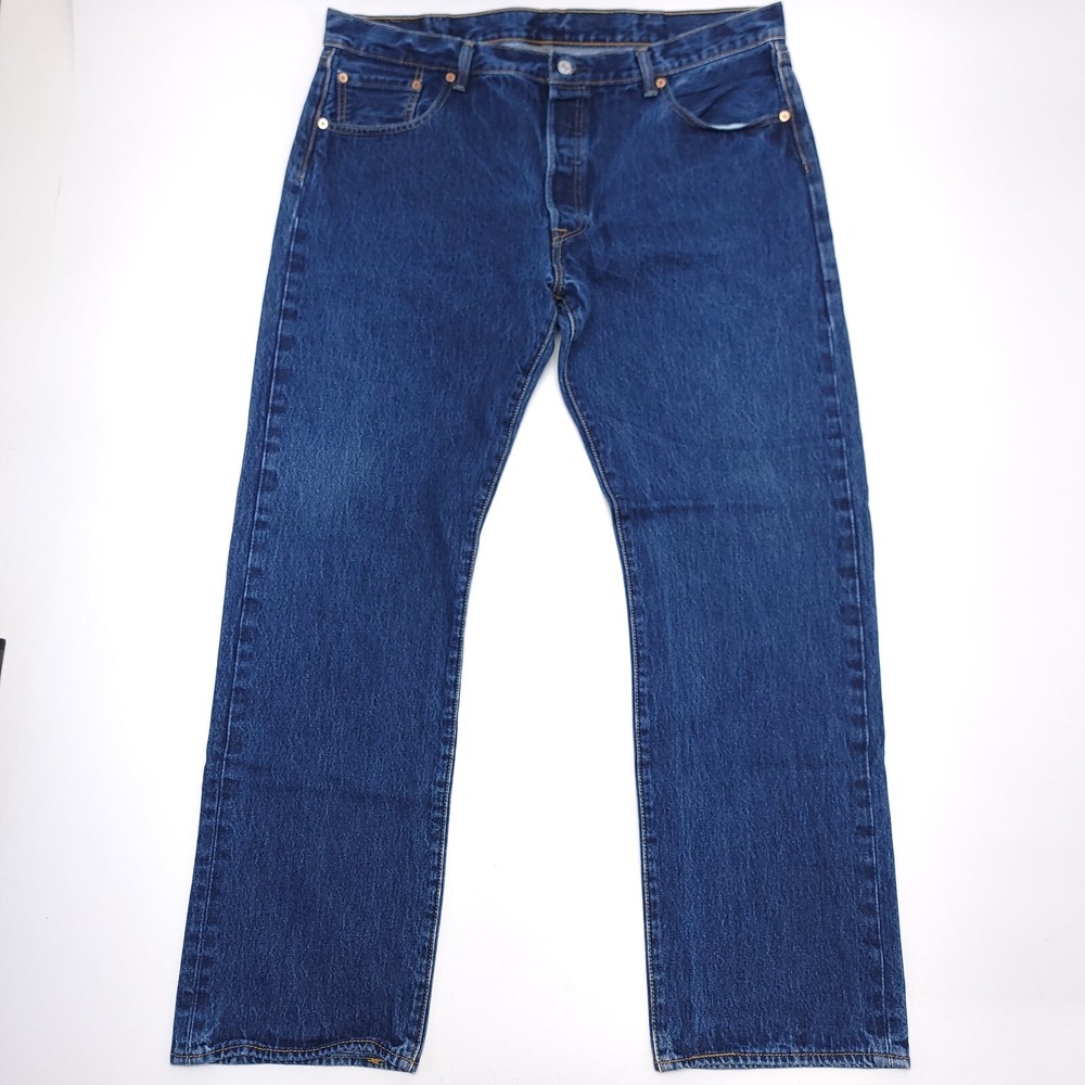 Levi's 501 Jeans Men 40 x 31.5 Hemmed Blue Denim Button‎ Fly